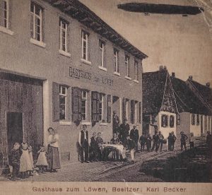 Hirschstr. Nr. 1 Ansichtskarte Gasthaus zum Löwen, um 1930